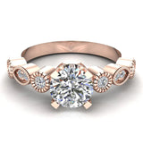 0.93 Carat Vintage Engagement Ring Settings 14K Gold (I,I1) - Rose Gold