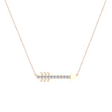 14K Gold Necklace 0.11 ct Diamond Arrow Pendant Glitz Design (G,SI) - Rose Gold