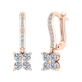 Diamond Cluster Dangle Diamond Earrings 14K Gold (G,SI) - Rose Gold