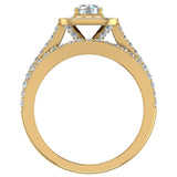 Diamond Wedding Set Round Cushion Halo Ring Split Shank 1.25 ct-I,I1 - Yellow Gold