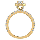Petite Wedding Rings Halo Round Cut bridal Set 18K Gold 1.50 ct-G,VS - Yellow Gold