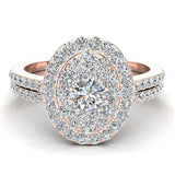 Cluster Diamond Wedding Ring Bridal Set 14K Gold Glitz Design (I,I1) - Rose Gold