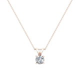 Round Brilliant Diamond Solitaire Pendant Necklace 14K Gold-G,VS - Rose Gold