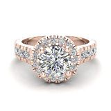 1.80 Ct Dual Row Wide Shank Halo Diamond Engagement Ring 14K Gold-G,SI - Rose Gold