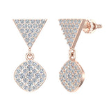Cushion Diamond Dangle Earrings 18K Gold 0.80 ct-G,VS - Rose Gold