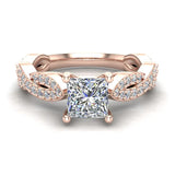 Princess-Cut Solitaire Diamond Braided Shank Engagement Ring 18K Gold-G,VS - Rose Gold