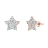 Star Shape Diamond Cluster Stud Earrings 0.50 ct 18K Gold-G,VS - Rose Gold