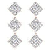 Square Diamond Chandelier Earrings Waterfall Style 14K Gold-I,I1 - Rose Gold