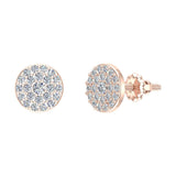 Round Cluster Diamond Earrings 0.47 ct 14K Gold-G,SI - Rose Gold