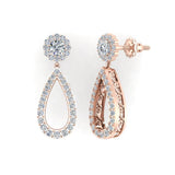 1.66 Ct Fashion Diamond Dangle Earrings Artisanal Tear Drop 14K Gold-G,SI - Rose Gold