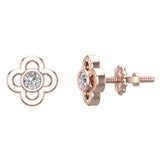 Diamond Earrings Flower Shape Studs Bezel Settings 10K Gold-J,SI2-I1 - Rose Gold