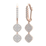 Cushion Diamond Dangle Earrings Dainty Drop Style 14K Gold 1.10 ct-I,I1 - Rose Gold