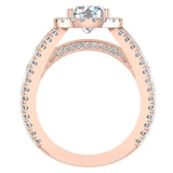 Moissanite Engagement Rings 18K Gold Real Diamond accented Ring 4.90 ct-G,VS - Rose Gold