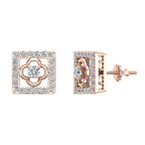 18K Gold Diamond Stud Earrings Square Shape 0.88 carat (G,VS) - Rose Gold