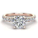 Solitaire Diamond Simple Straight Shank Engagement Ring 14K Gold-I1 - Rose Gold
