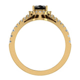 1.70 Ct Pear Cut Black Diamond Halo Diamond Wedding Ring Set 14K Gold-I,I1 - Yellow Gold