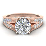 Solitaire Diamond Four Pronged Tapered Shank Wedding Ring 14K Gold-I,I1 - Rose Gold
