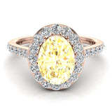 Citrine & Diamond Halo Ring 14K Gold November Birthstone - Rose Gold