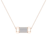 14K Gold Necklace Pave Diamond Capsule Shape Pendant 3/4 Ct-SI - Rose Gold