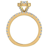 Wedding Ring Set for Women Cushion Halo Round Diamond 14K Gold-I,I1 - Yellow Gold
