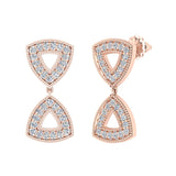 Minimalist Triangle Motif Diamond Dangle Earrings 14K Gold 0.60 ct-I,I1 - Rose Gold