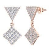 Square Diamond Dangle Earrings 14K Gold 0.80 ct-I,I1 - Rose Gold