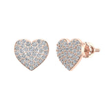 Heart Cluster Pave Diamond Earrings 1/2 ct 14K Solid Gold-I,I1 - Rose Gold