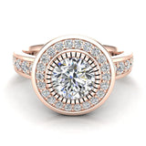 1.55 Ct Vintage Inspired Closed Set Solitaire Diamond Engagement Ring 14K Gold-G,SI - Rose Gold