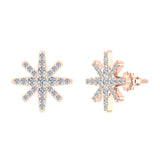 Starburst Pave Diamond Stud Earrings ½ ct 14K Gold-G,SI - Rose Gold