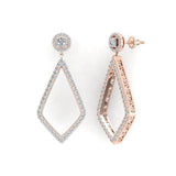 1.82 Ct Magnificent Diamond Dangle Earrings delicate Kite Halo Stud 14K Gold-I,I1 - Rose Gold