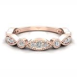 Stacking Circle & Marquee Designer Milgrain Diamond Wedding Band 0.28 Ctw 14K solid Gold (G,I1) - Rose Gold