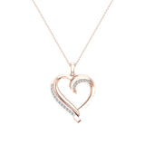 18K Gold Necklace Petite Heart Diamond Pendant Pave set 1/6 ctw-G,SI - Rose Gold