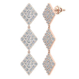 Kite Diamond Chandelier Earrings Waterfall Style 14K Gold (G,SI) - Rose Gold