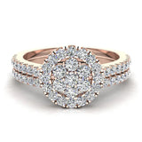 0.75 carat total weight Flower cluster Diamond Wedding Ring Bridal set 18K Gold  (G,VS) - Rose Gold
