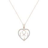 Heart Necklace 14K Gold Diamond Halo with Exquisite Styling-I,I1 - Rose Gold