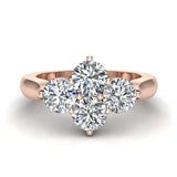 4 Stone Quad Diamond Promise Ring 14K Gold 1.40 ct-G,I1 - Rose Gold