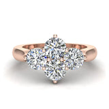4 Stone Quad Diamond Promise Ring 18K Gold 1.40 ct-G,SI - Rose Gold