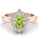 August Birthstone Peridot Marquise 14K Gold Diamond Ring 1.00 ct tw - Rose Gold