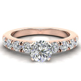 Classic Diamond Accented Solitaire Engagement Ring 14K Gold-I,I1 - Rose Gold