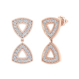 Minimalist Triangle Motif Diamond Dangle Earrings 14K Gold 0.60 ct-G,SI - Rose Gold