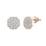Neolithic Hexagon Pave Diamond Stud Earrings 1/2 ct 14K Gold-G,SI - Rose Gold