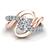 Streamer Style Diamond Engagement Rings 2-Tone 14K 1.25 ctw SI - Rose Gold