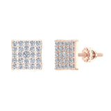 Sharp & Edgy Square illusion plate Stud Earrings 0.48 ct 18K Gold-G,VS - Rose Gold