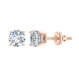 Diamond Stud Earrings For Women Girls Teens Kids 14K Gold-I,I1 - Rose Gold