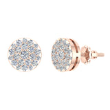 Round Cluster Diamond Earrings 0.56 ctw 18K Gold-G,VS - Rose Gold