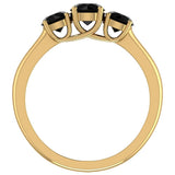 Black Diamond Three Stone Anniversary Wedding Ring in 14K Gold-Black - Yellow Gold