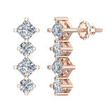 Simplistic Square and Dot Motif Dangle Diamond Earrings 14K Gold 1.64 ct-G,SI - Rose Gold