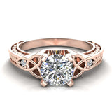 0.78 Carat Art Deco Trinity Knot Engagement Ring 14K Gold (I,I1) - Rose Gold