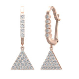 Triangle Diamond Dangle Earrings Dainty Drop Style 14K Gold 0.50 ct-I,I1 - Rose Gold
