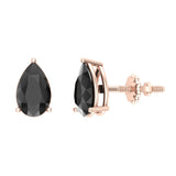 Diamond Stud Earrings Pear Black Diamond Studs 2.00 ct 14K Gold - Rose Gold